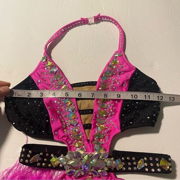 Glamour solo dance costume hot pink sassy embellished bling LC-large child/XLC - Picture 8 of 11